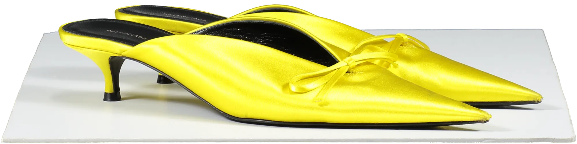Balenciaga Satin Knife Bow Mules 40 In Yellow UK 6 EU 39 