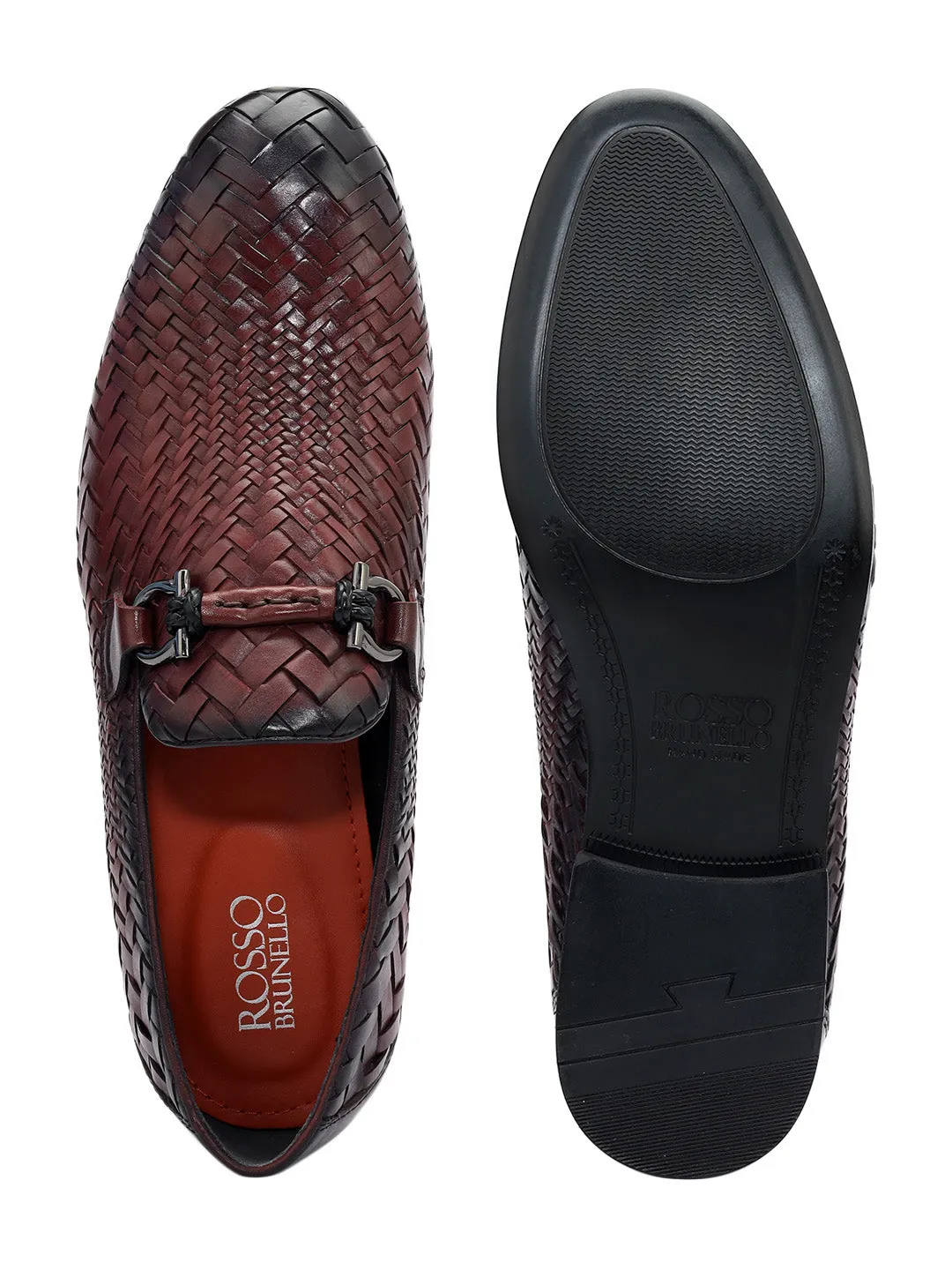 Burgundy Mat Textured Loafers