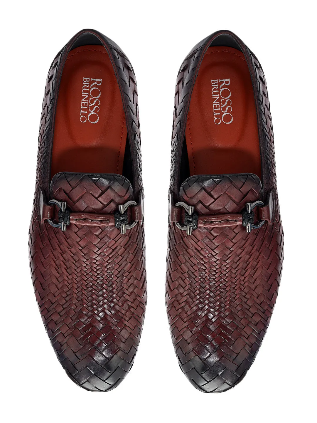 Burgundy Mat Textured Loafers