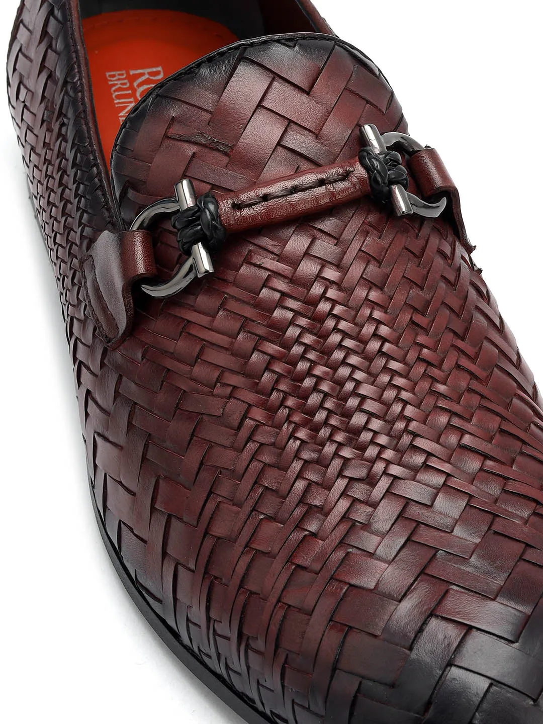 Burgundy Mat Textured Loafers