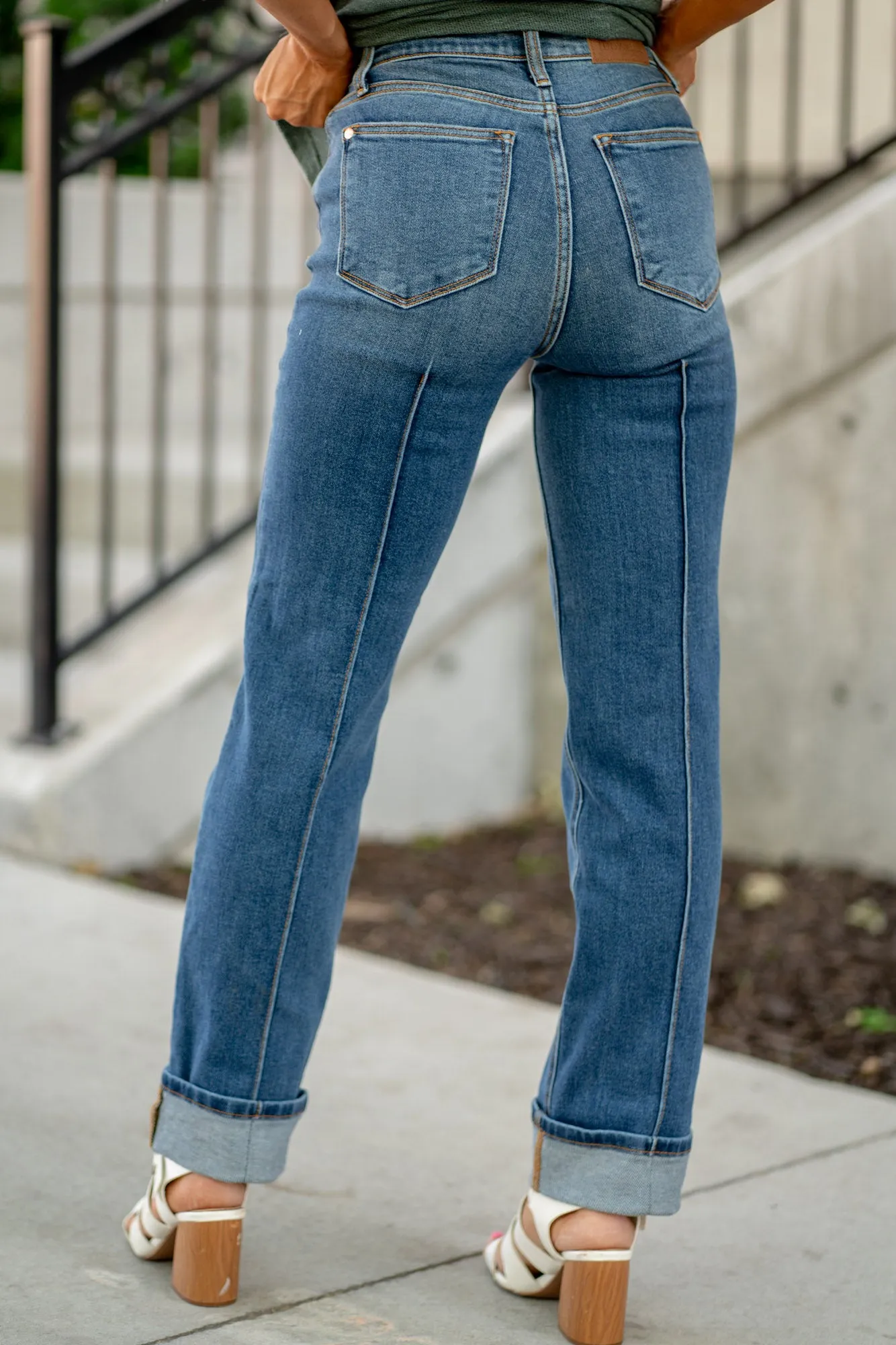 Carefree Cuffed High Rise Straight Leg Regular & Plus Sizes