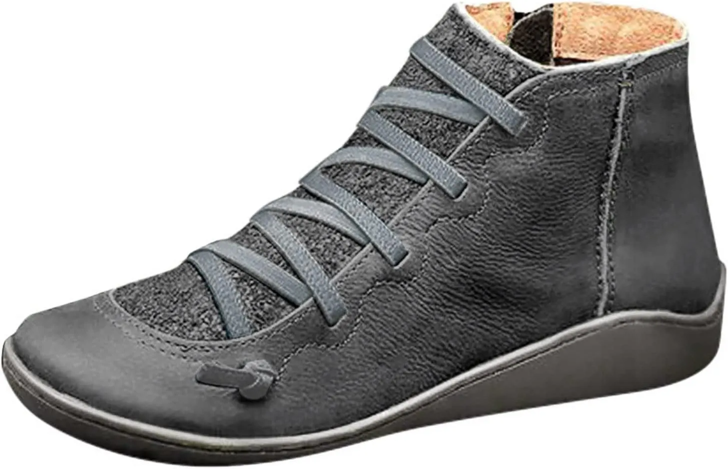Cathalem Booties for Women Cut out Dress Casual Booties Casual Slip On Loafers Pointed Toe Chunky Block Low Heel Shoes