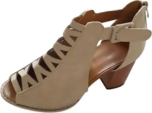 Cathalem Sandals For Women Casual Summer Fashion Breathable Hollow Out Chunky Heel Sandals With Buckle Strap