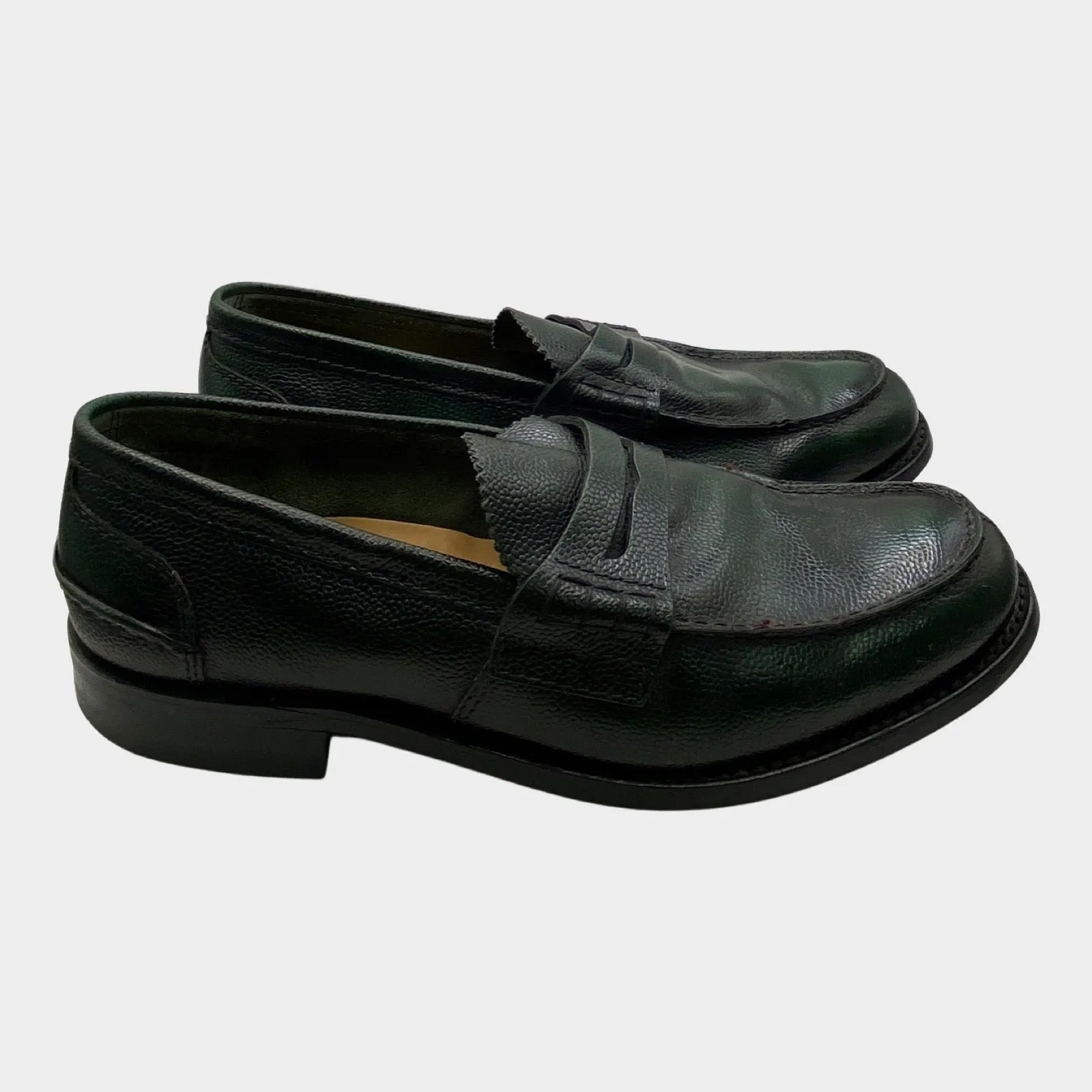 CHURCH'S men's green leather loafers