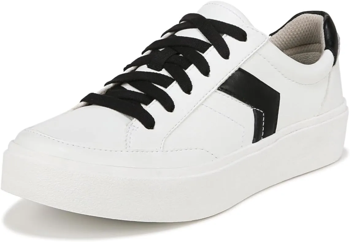 Dr. Scholl's Shoes Womens Madison Lace Sneaker Oxford White/Black Smooth 7.5 M