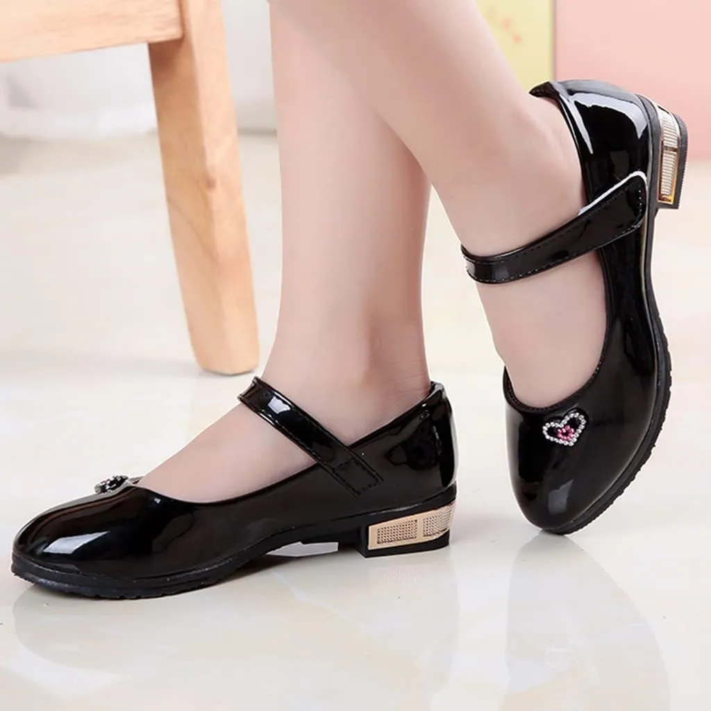 Girls Low Heel Dress Shoes Girls Pumps Mary Jane Shoes with Ankle Strap Dress Shoes for School Wedding Party