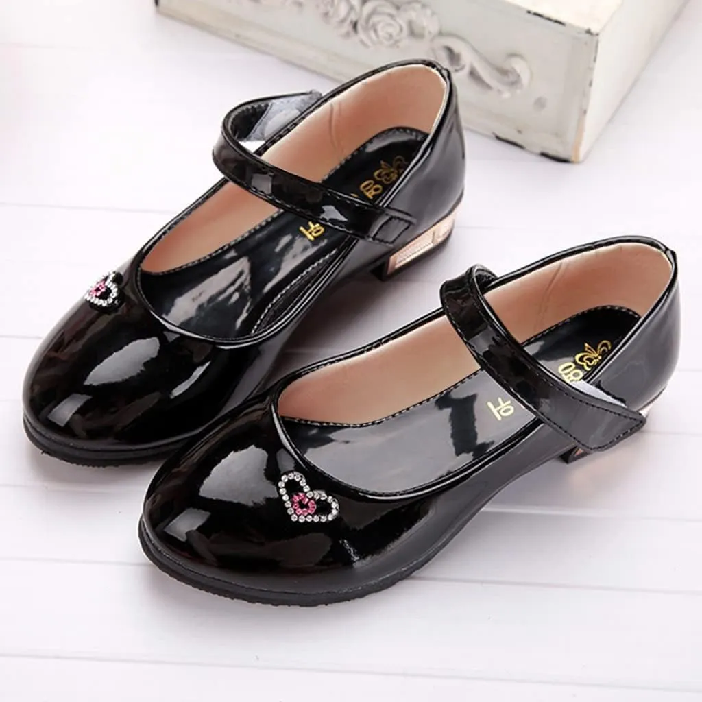Girls Low Heel Dress Shoes Girls Pumps Mary Jane Shoes with Ankle Strap Dress Shoes for School Wedding Party