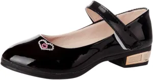 Girls Low Heel Dress Shoes Girls Pumps Mary Jane Shoes with Ankle Strap Dress Shoes for School Wedding Party