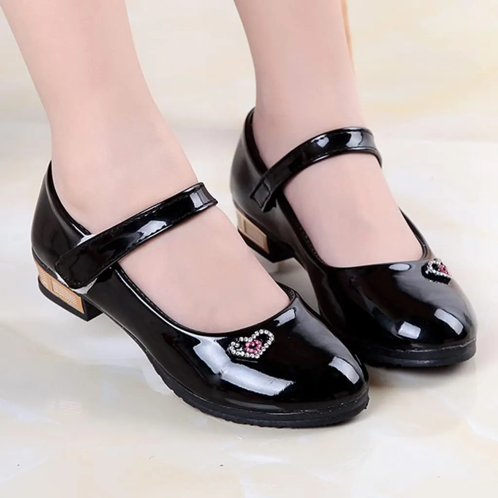 Girls Low Heel Dress Shoes Girls Pumps Mary Jane Shoes with Ankle Strap Dress Shoes for School Wedding Party