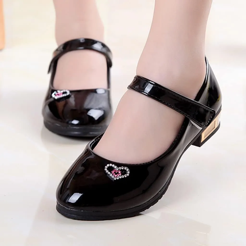 Girls Low Heel Dress Shoes Girls Pumps Mary Jane Shoes with Ankle Strap Dress Shoes for School Wedding Party