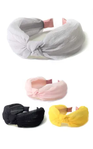 HB1C57B Solid Chiffon Twist Headband 12pcs Pack