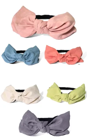 HB20D5 Soft Velvet Fabric Bow Knot Headband 12pcs Pack