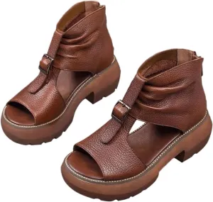 High Heels Versatile waterproof platform high heel sandals open toe thick bottom platform sandals wedge heel Roman shoes