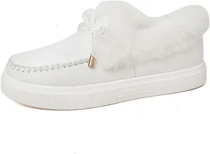 Lausiuoe Winter Fashion Boots For Women 2024 Snow Boots Winter Shoes with Fur Lined Warm Slip On Casual Fuzzy Ankle Booties