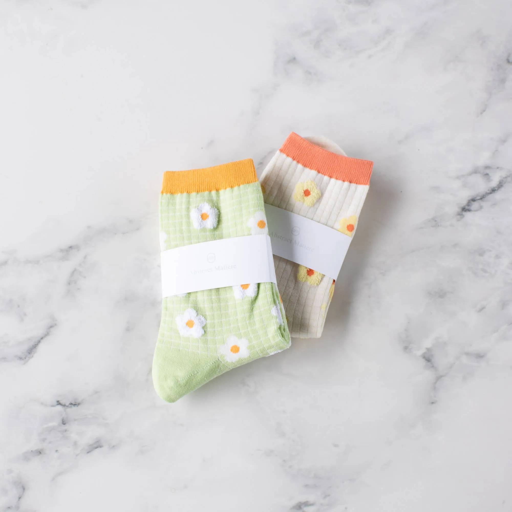 Lime Spring Blooming Flower Socks