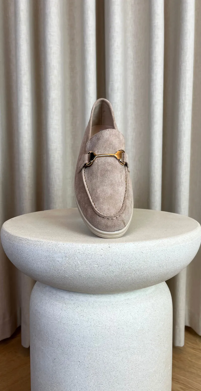 Loafers med guld spænde khaki LikeLondon