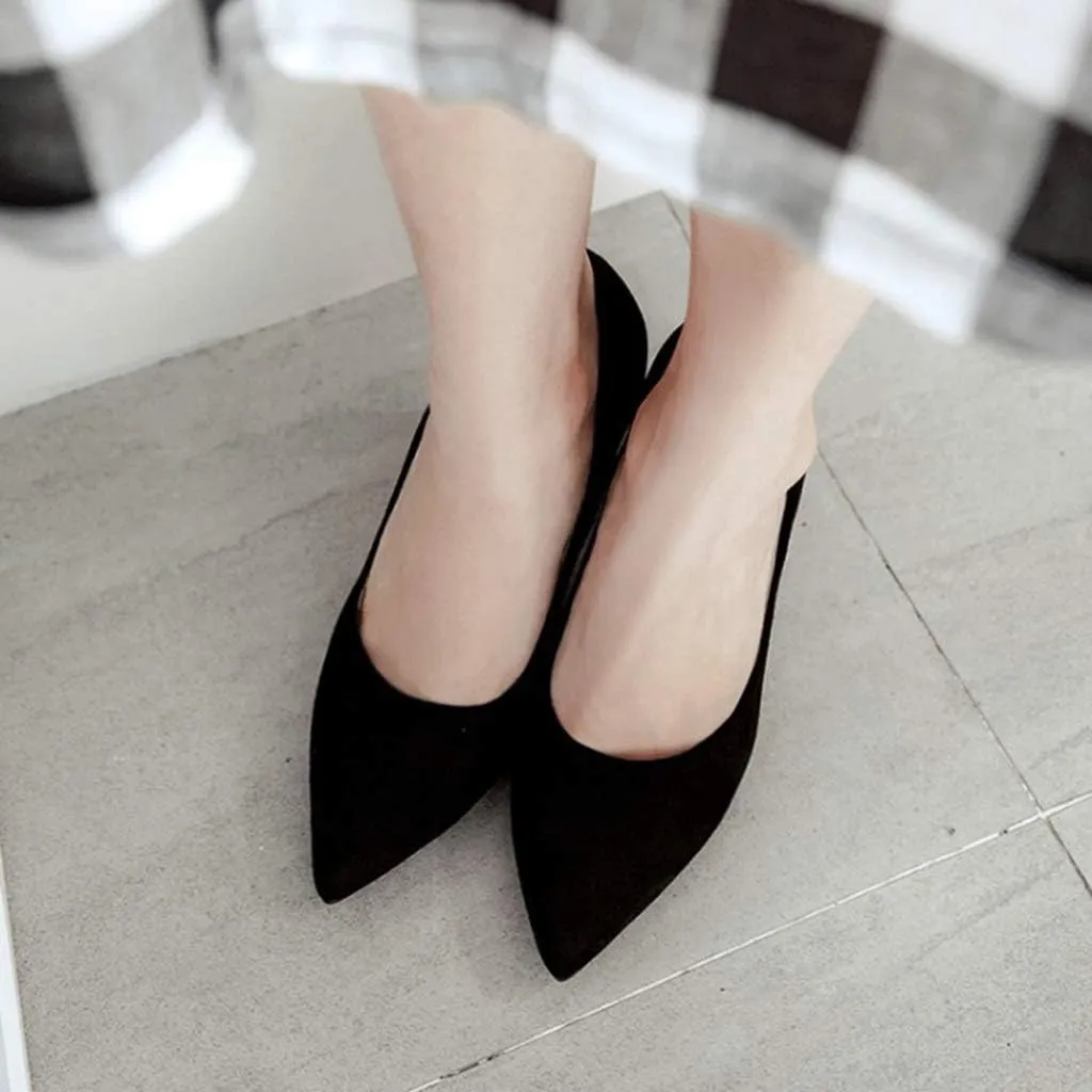 MIOKE Women's Fashion Chunky High Block Heel Pumps Pointed Toe Slip On Comfort Work Office Dress Shoes