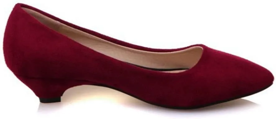 MIOKE Women's Pointed Toe Comfort Kitten Low Heel Pumps Suede Slip On Loafer Casual Daily Office Dress Shoes