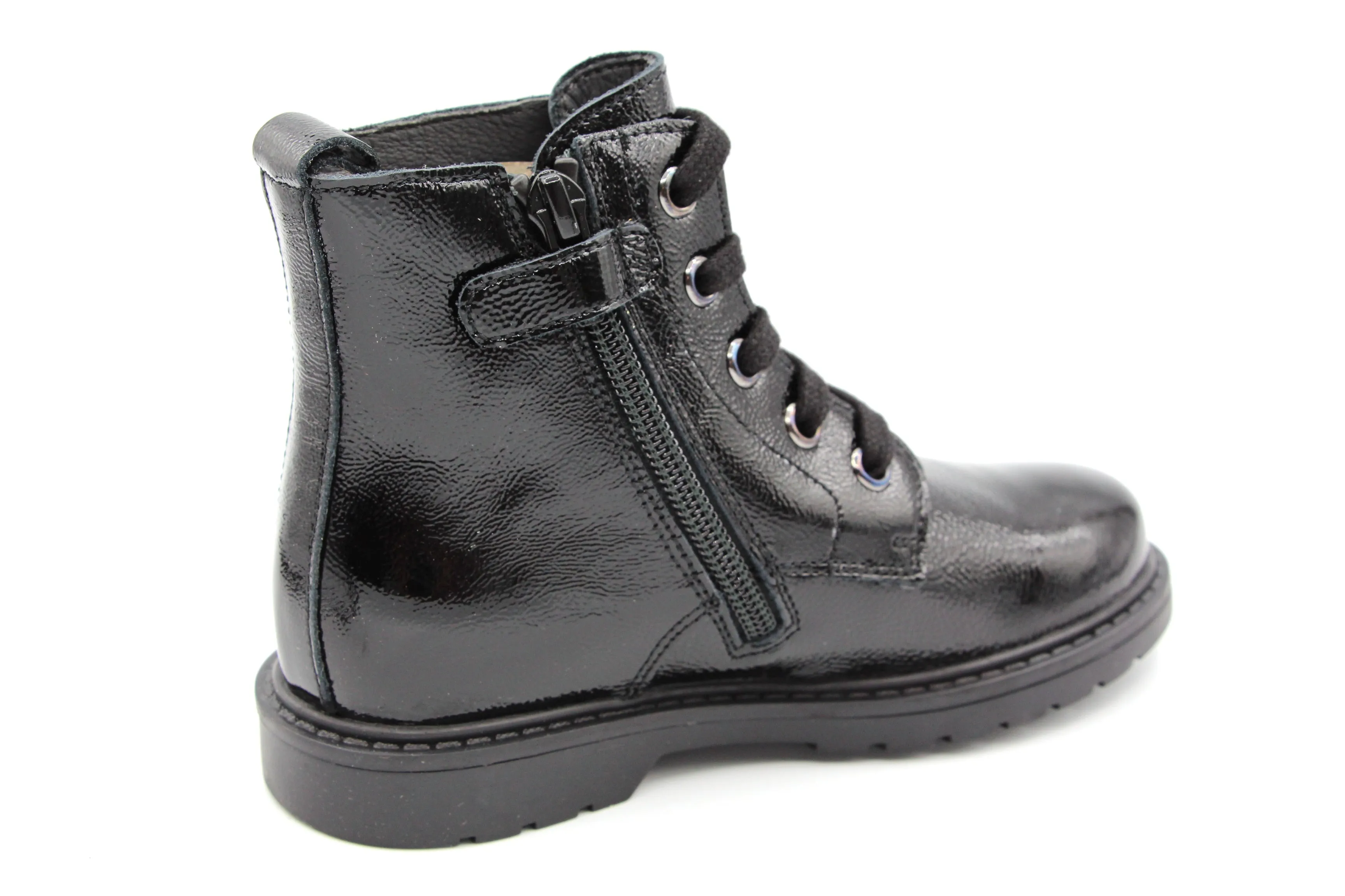 Naturino  Black Patent Combat Boots Barnett
