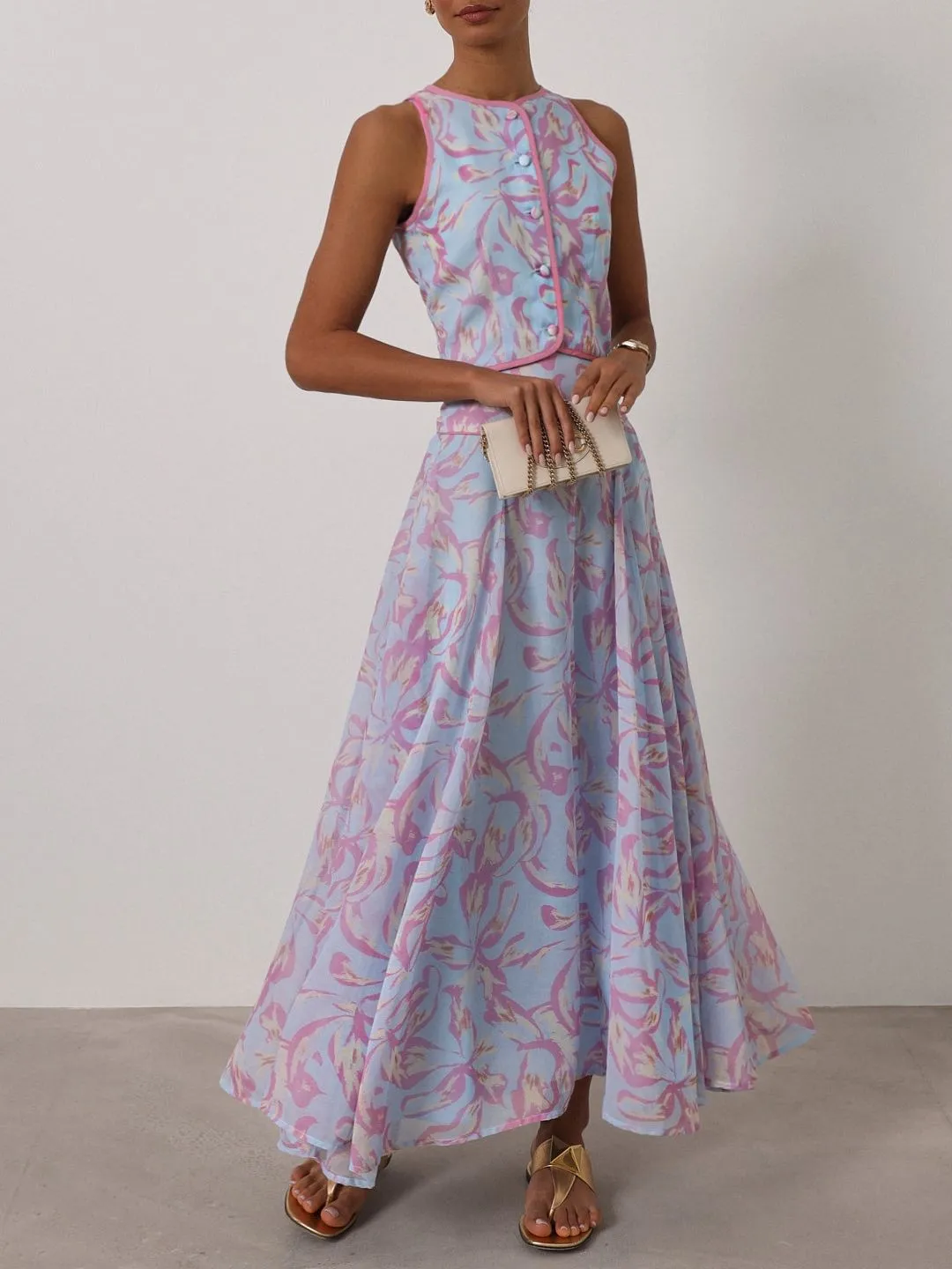 Patriza Printed Dream Top | Pastel Blue Mix