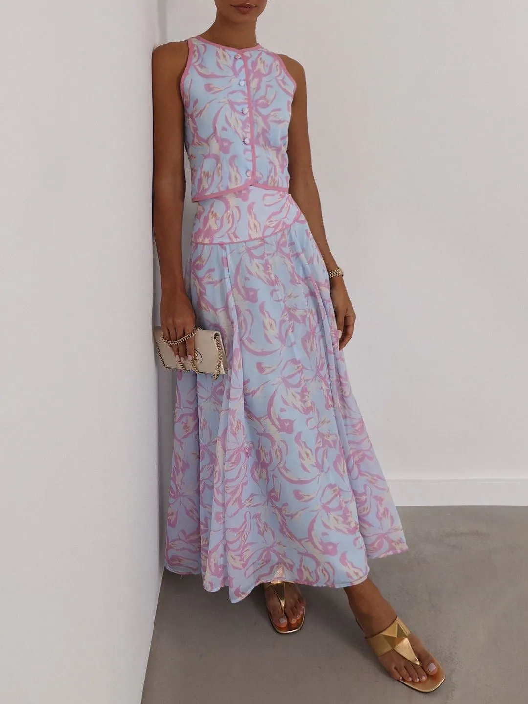 Patriza Printed Dream Top | Pastel Blue Mix