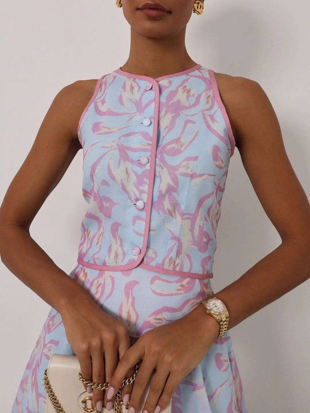 Patriza Printed Dream Top | Pastel Blue Mix