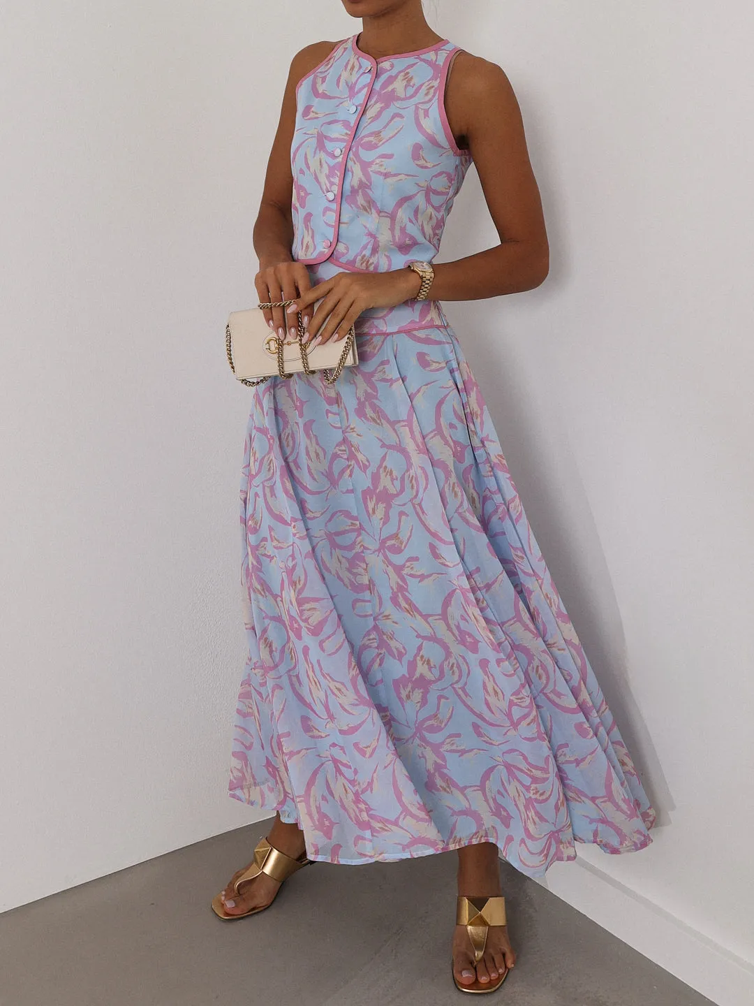 Patriza Printed Dream Top | Pastel Blue Mix