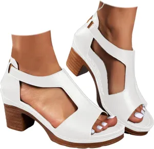 Platform Wedge Sandals for Women 2025 Dressy Summer Chunky Heel Ankle Strap Wedges Casual Hollow Out Open Toe Block Heels Comfortable Sandal Work Sandals for Women Office Breathable Dress Shoes