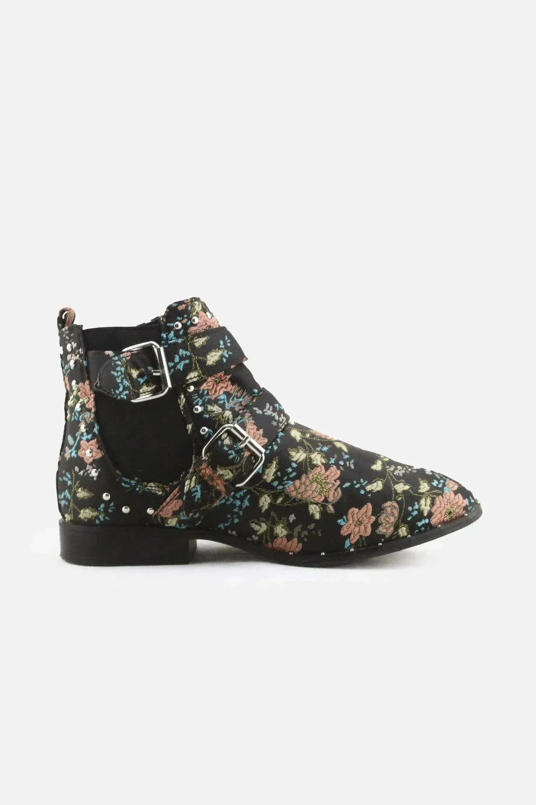 Primark Zipper Stretchable Buckle Straps Chelsea Ankle Boots | Textile