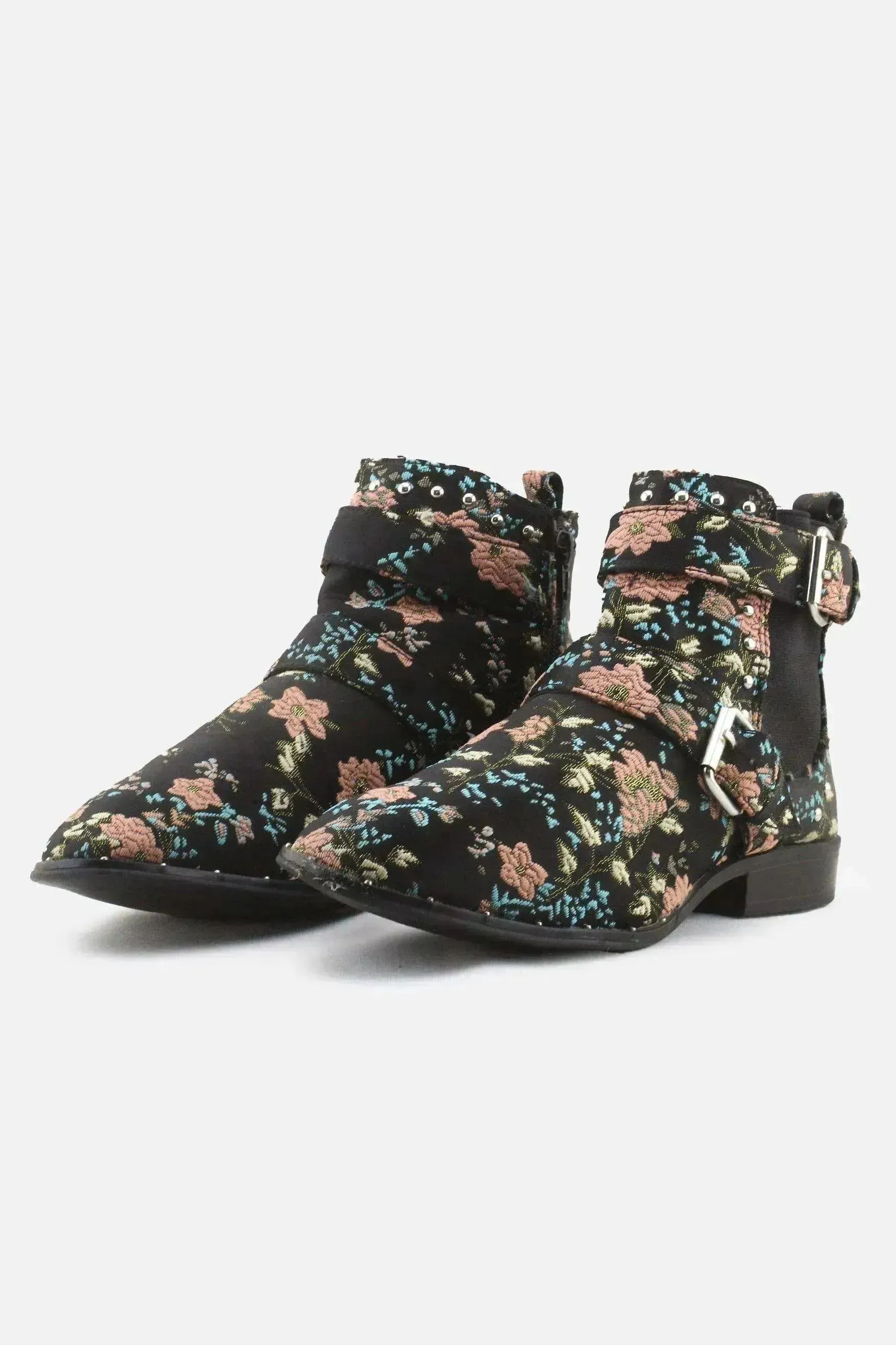 Primark Zipper Stretchable Buckle Straps Chelsea Ankle Boots | Textile