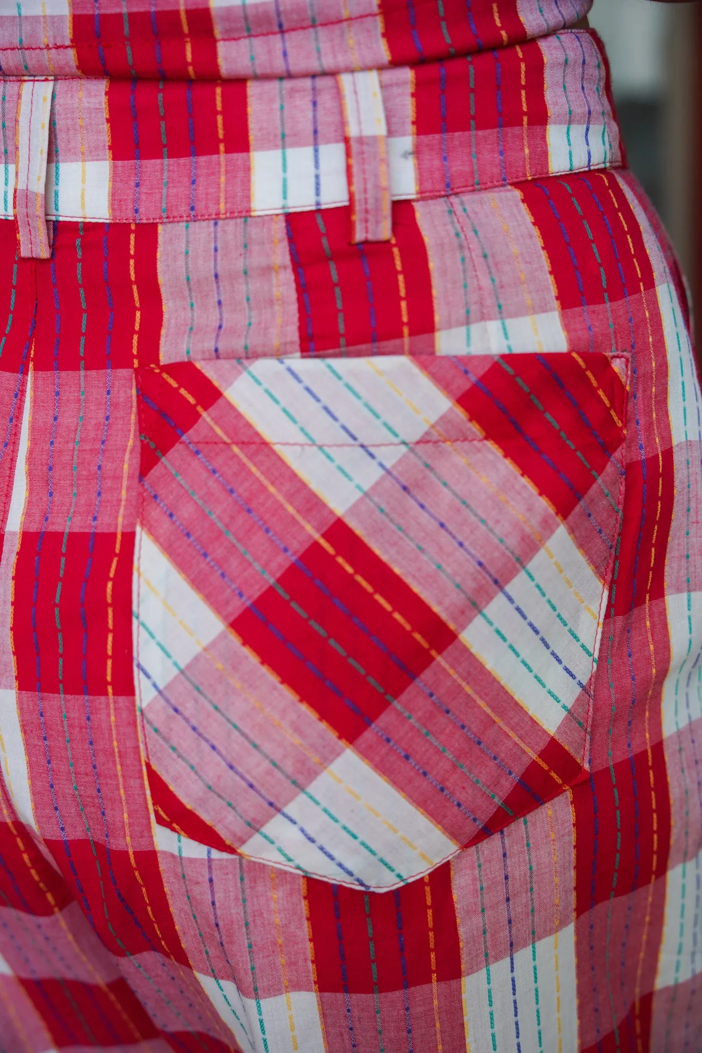Red Check Cropped Keaton Pants
