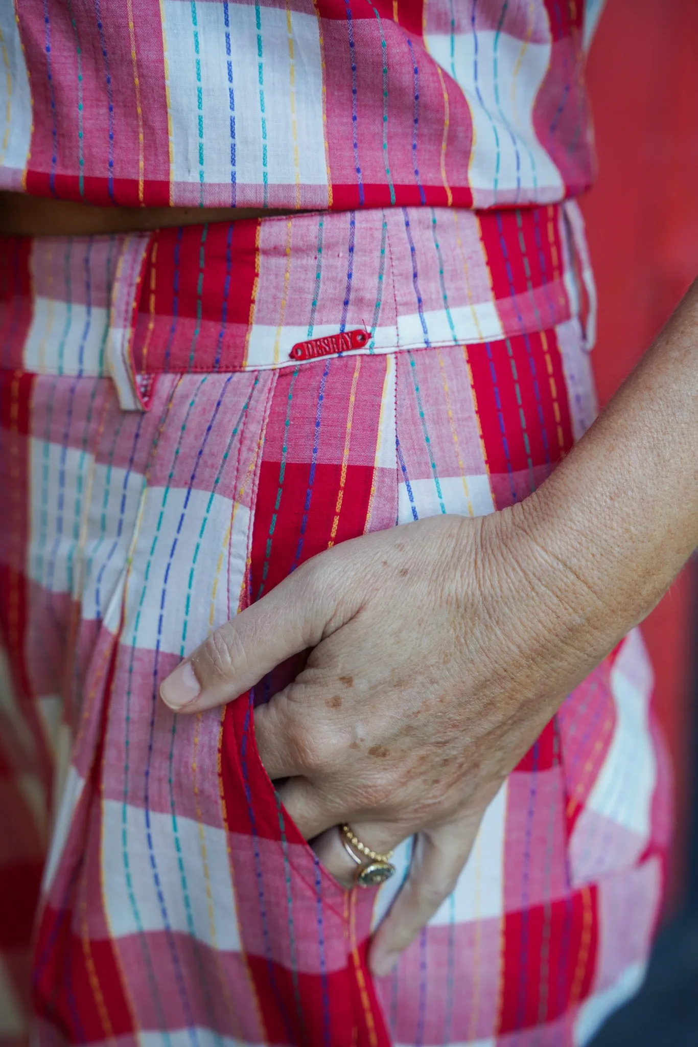 Red Check Cropped Keaton Pants