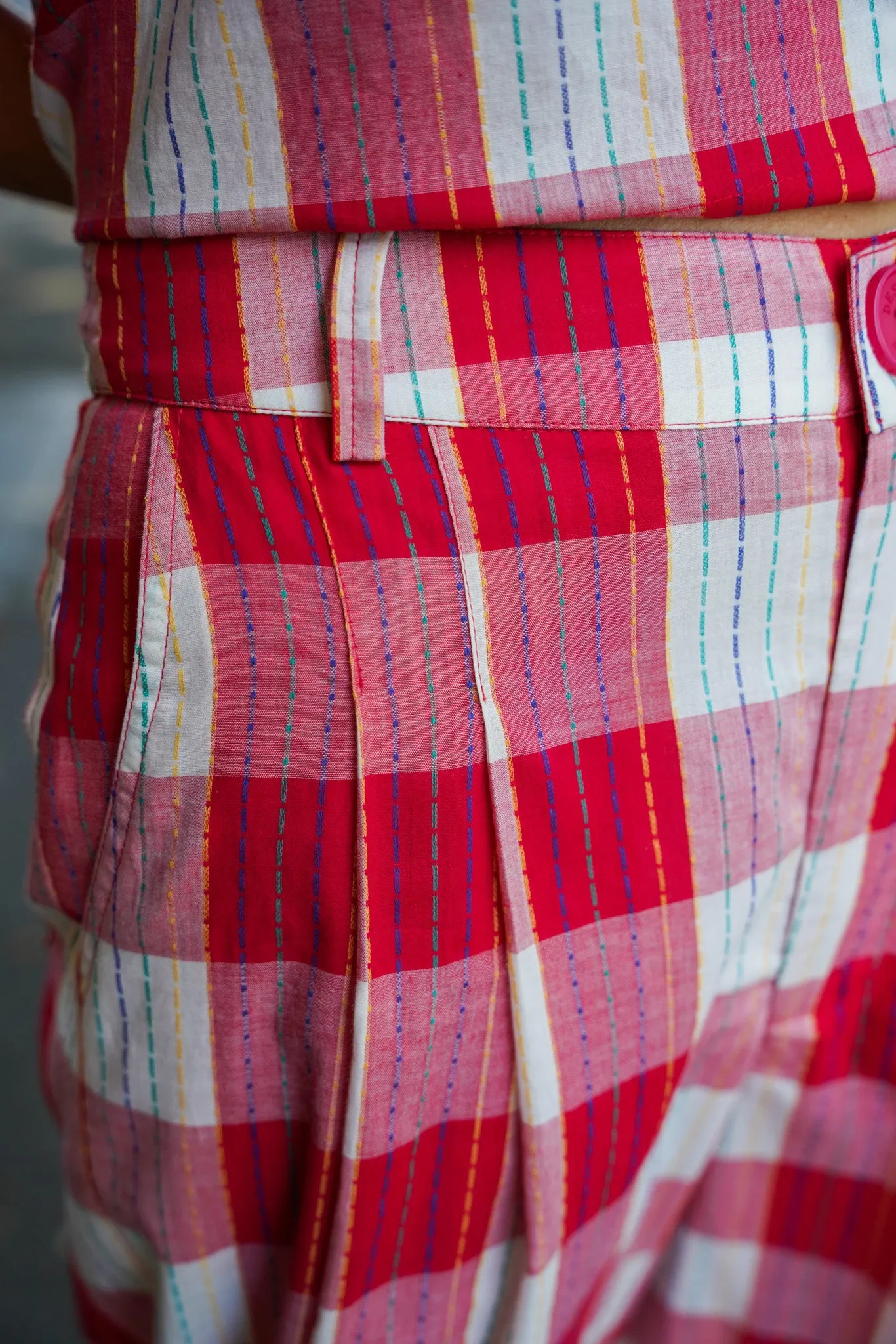 Red Check Cropped Keaton Pants