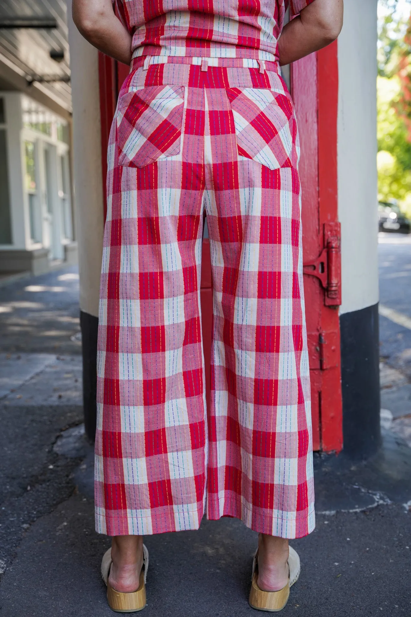 Red Check Cropped Keaton Pants