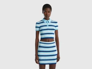 STRIPED CROPPED POLO