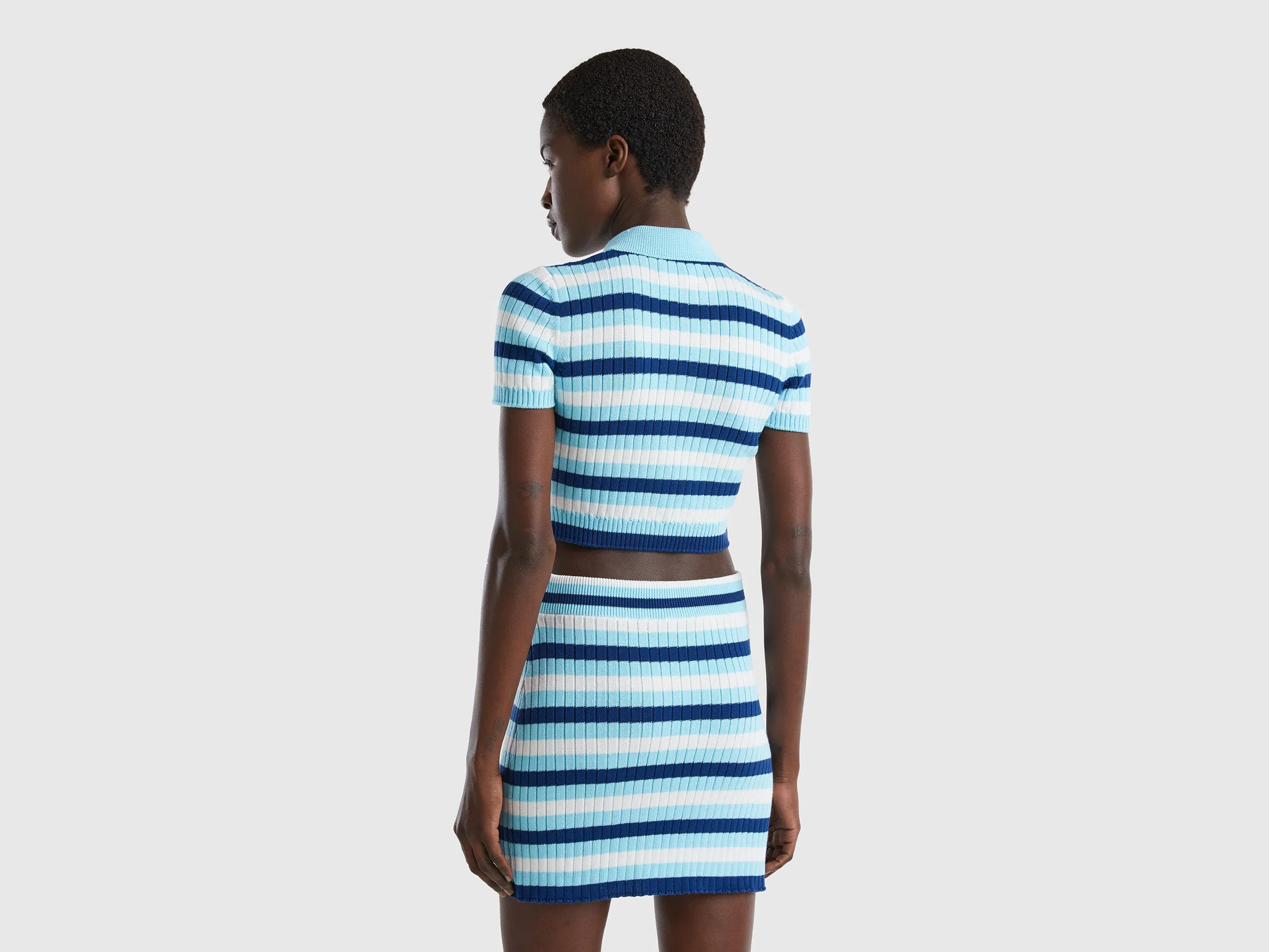 STRIPED CROPPED POLO