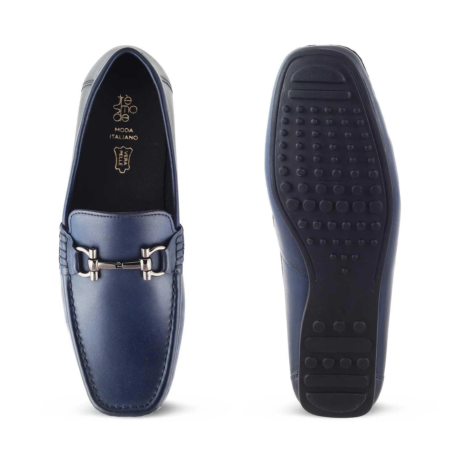 The Milane Blue Men's Leather Loafers Tresmode
