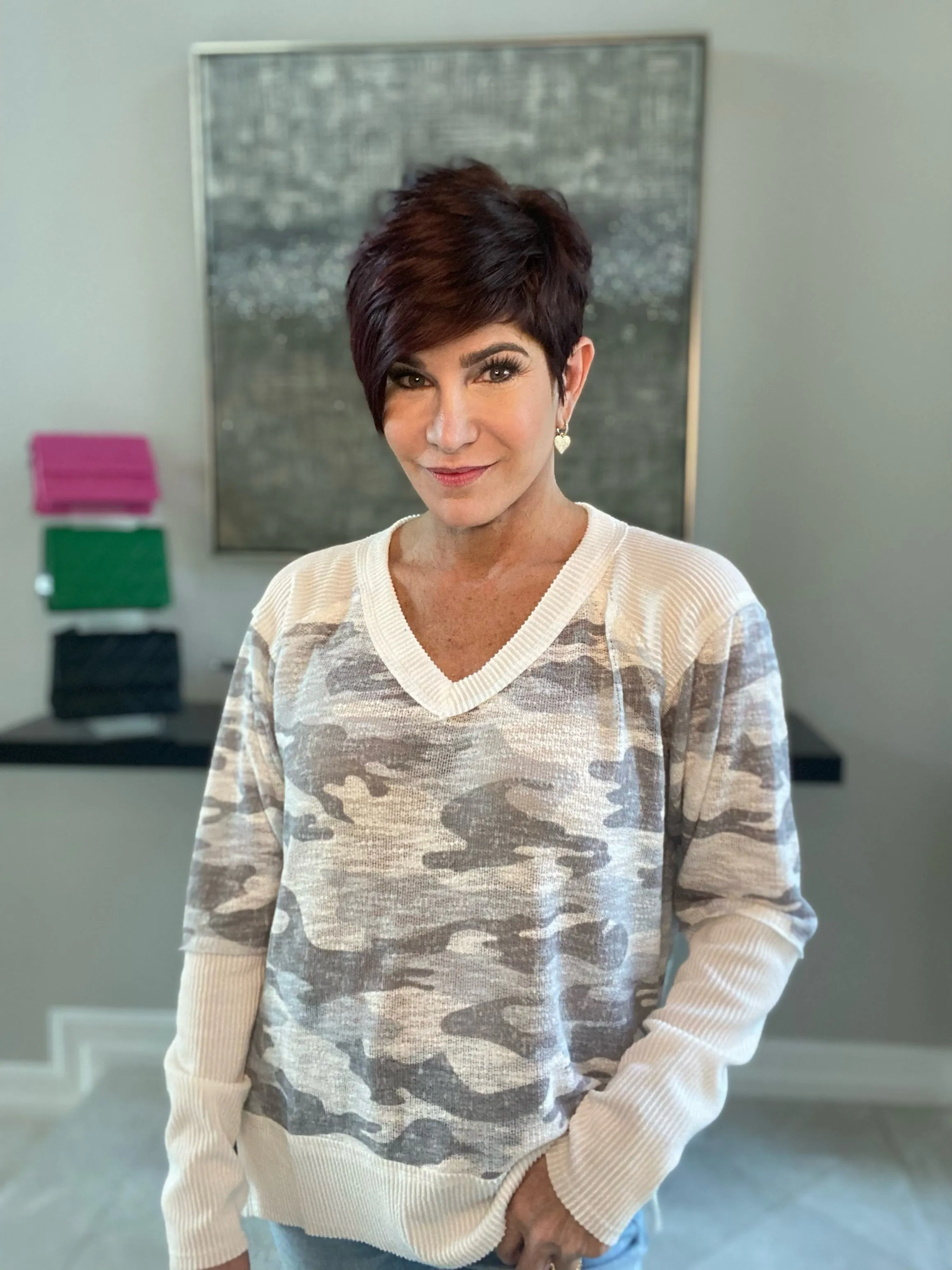 Urban Rib Contrast V Neck Top