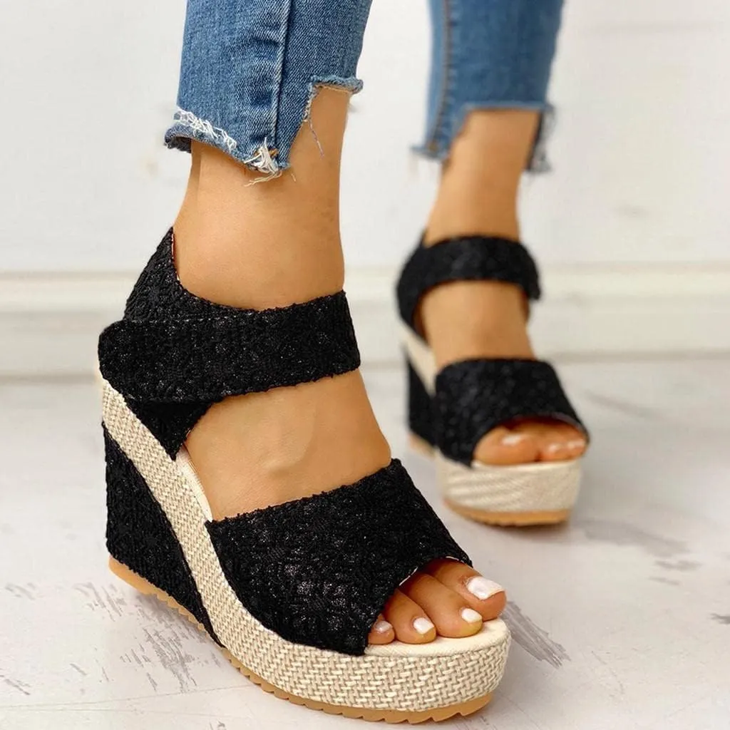 Wedge Sandal for Women Ankle Strap Flatform Arch Support Fish Mouth Toe Shoes Platform Espadrilles Waterproof Chunky Open