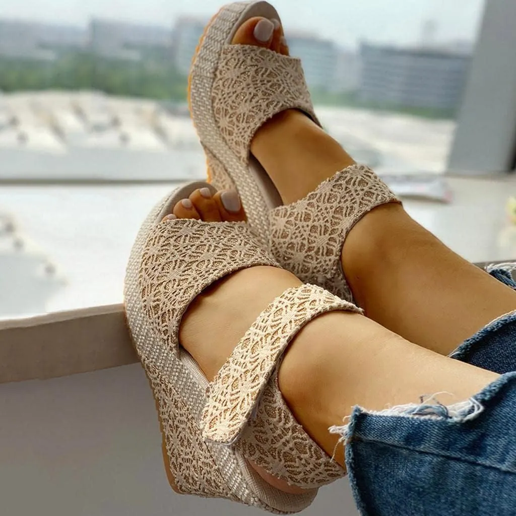 Wedge Sandal for Women Ankle Strap Flatform Arch Support Fish Mouth Toe Shoes Platform Espadrilles Waterproof Chunky Open