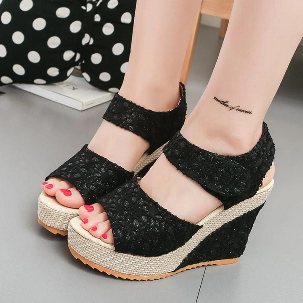 Wedge Sandal for Women Ankle Strap Flatform Arch Support Fish Mouth Toe Shoes Platform Espadrilles Waterproof Chunky Open