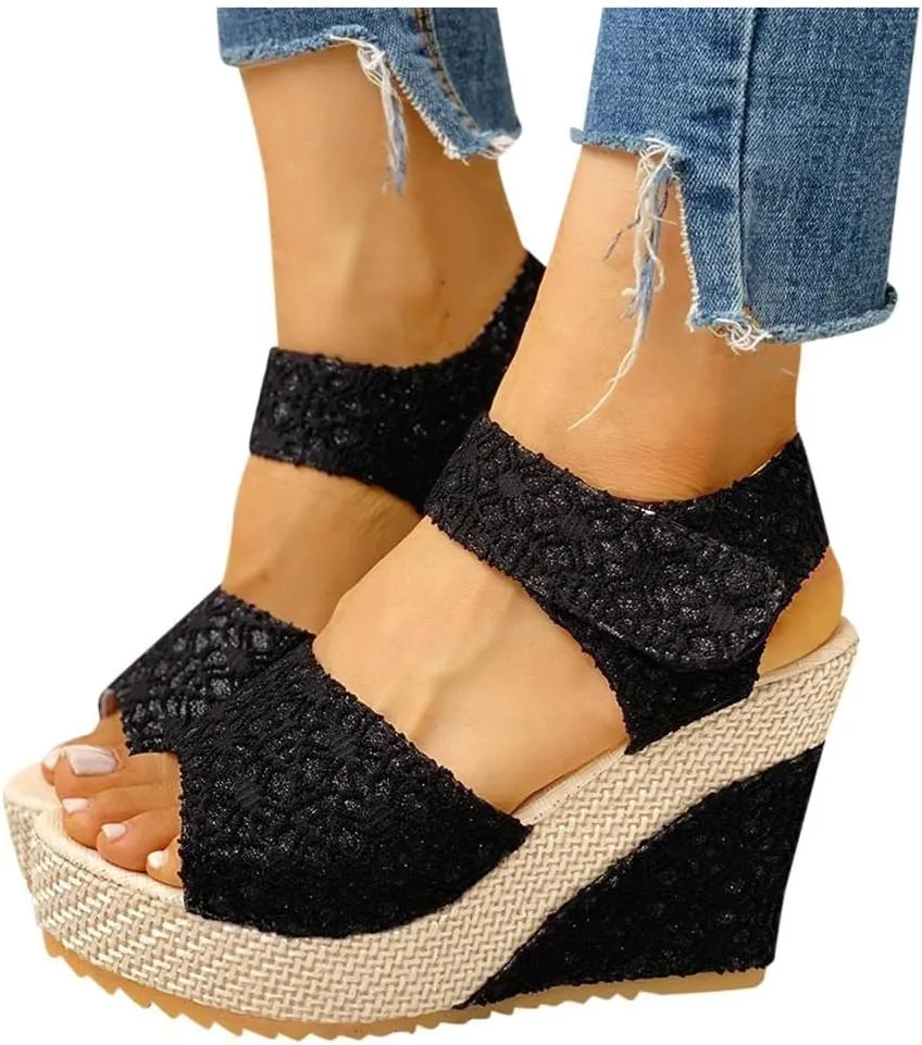 Wedge Sandal for Women Ankle Strap Flatform Arch Support Fish Mouth Toe Shoes Platform Espadrilles Waterproof Chunky Open