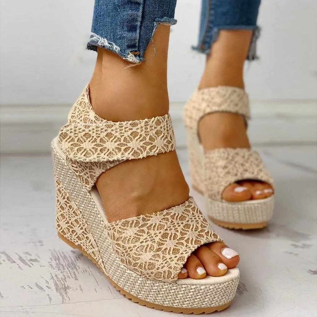 Wedge Sandal for Women Ankle Strap Flatform Arch Support Fish Mouth Toe Shoes Platform Espadrilles Waterproof Chunky Open