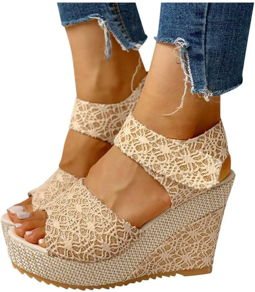 Wedge Sandal for Women Ankle Strap Flatform Arch Support Fish Mouth Toe Shoes Platform Espadrilles Waterproof Chunky Open