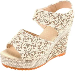 Wedge Sandal for Women Ankle Strap Flatform Arch Support Fish Mouth Toe Shoes Platform Espadrilles Waterproof Chunky Open