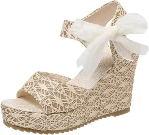 Wedge Sandal for Women Ankle Strap Flatform Arch Support Fish Mouth Toe Shoes Platform Espadrilles Waterproof Non-Slip