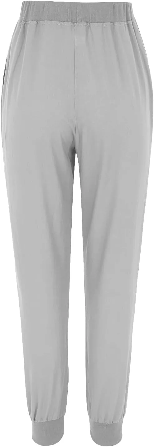 Wide Leg Casual Linen Pants for Women, Solid Color Cropped Capris Trouser with Pockets Comfort Yoga Soft Lounge Trousers