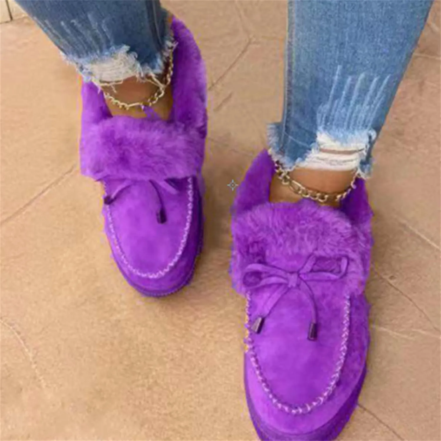 Winter Boots For Women Fashion Ankle Boot Slip On Comfortable Snow Fuzzy Booties Sneaker Casual Walking Shoes Loafers