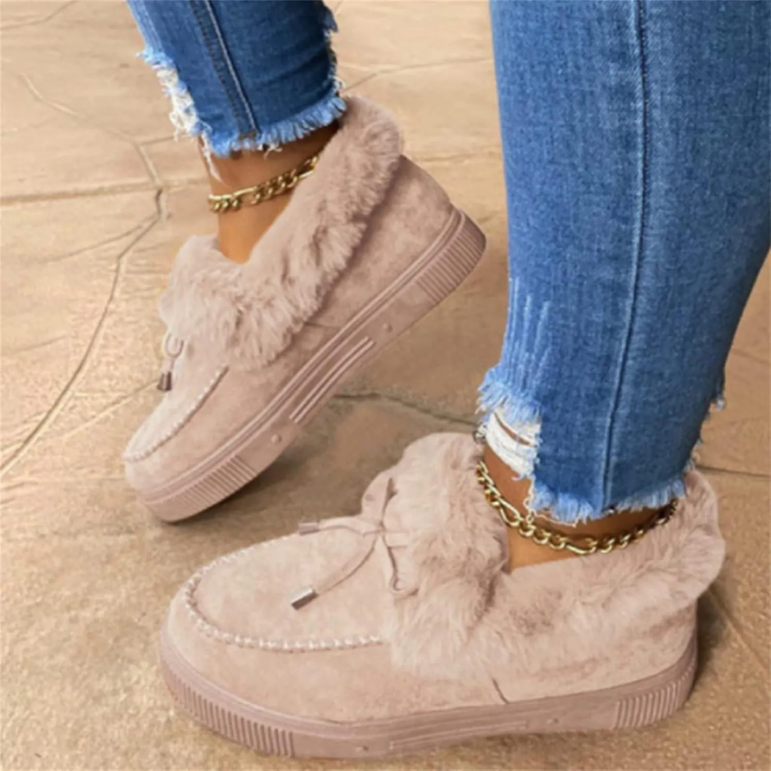 Winter Boots For Women Fashion Ankle Boot Slip On Comfortable Snow Fuzzy Booties Sneaker Casual Walking Shoes Loafers