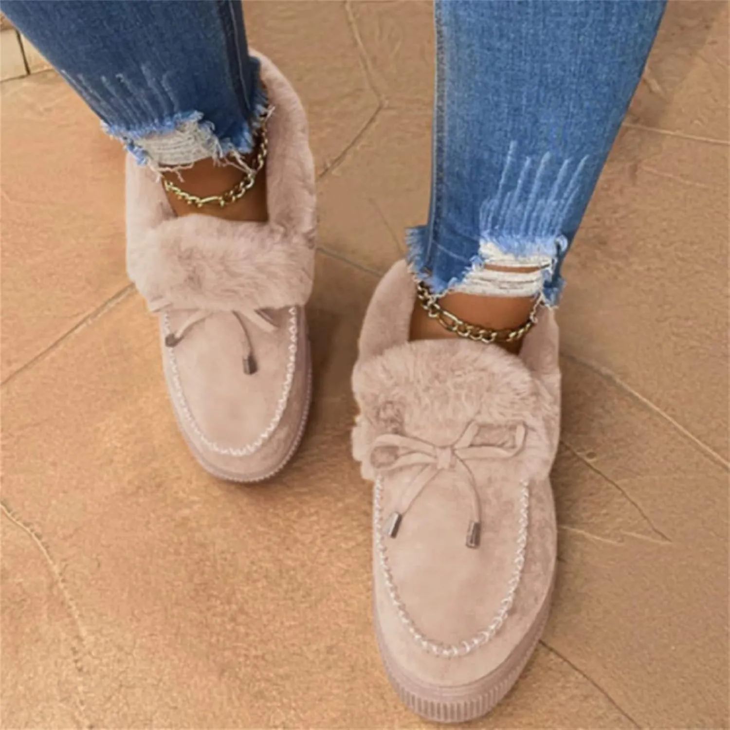 Winter Boots For Women Fashion Ankle Boot Slip On Comfortable Snow Fuzzy Booties Sneaker Casual Walking Shoes Loafers